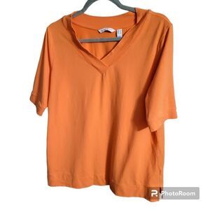 Isaac Mizrahi Live Essentials Women's Orange Cotton Pullover Tee Pre-owned Size